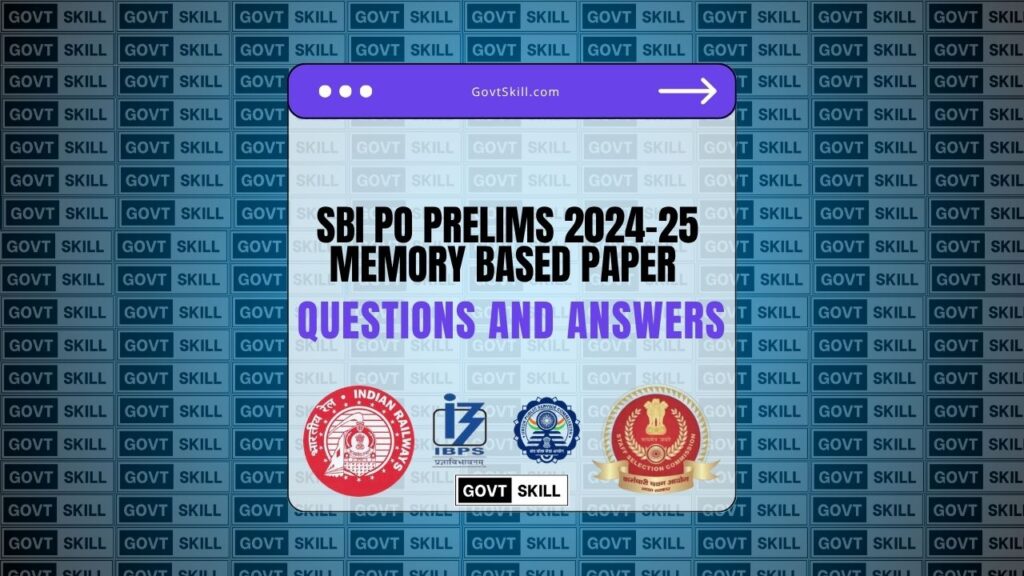 SBI PO Prelims 2024-25 Memory Based Paper Questions and Answers